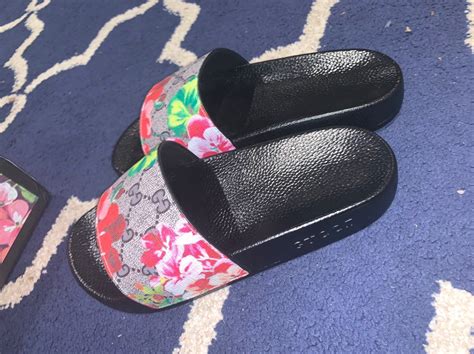 diamond gucci flip flops|gucci floral flip flops.